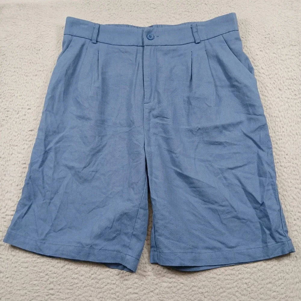 Willit Linen‎ Shorts Mens XL Blue Elastic Waist 10